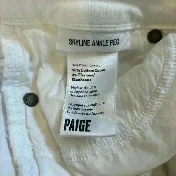 Paige skyline ankle peg white distressed jeans in size 28 - Picture 8 of 8